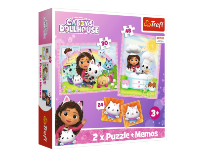 Puzzle a Pexeso Gabby s kočkou Trefl
