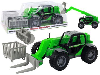 Traktor s vyměnitelnými nástavci zelený