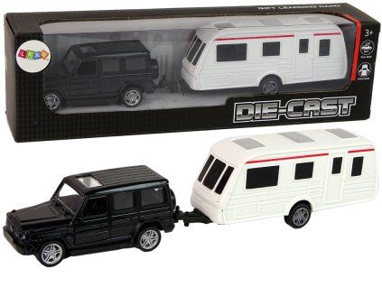 Sada vozidel Jeep s karavanem černá