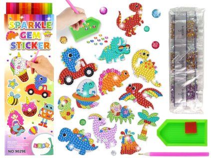 Sada diamantových samolepek dinosauři DIY