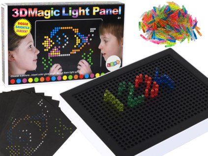 Kouzelná svítící tabule 3D s kolíčky 180 dílů