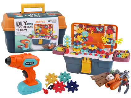 3D konstrukční puzzle v krabičce DIY s vrtačkou
