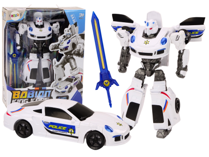 Auto-robot 2v1 Transformace Policejní Auto Bílé