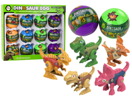 Barevná sada 12 šroubovacích dinosauřích vajec