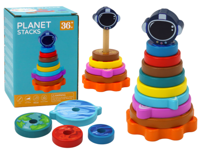 Dřevěná skládačka pyramida s planetami a kosmem 10 dílů