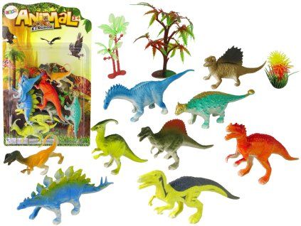 Sada barevných figurek dinosaurů, 9 kusů