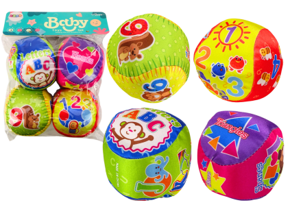 Sada barevných měkkých vzdělávacích míčků chrastítko 4 ks