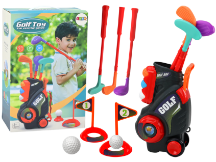 Sada na mini golf pro děti s vozíkem na kolečkách