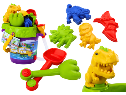 Sada na písek kyblík se sprchou konvička a formičky dinosauři set