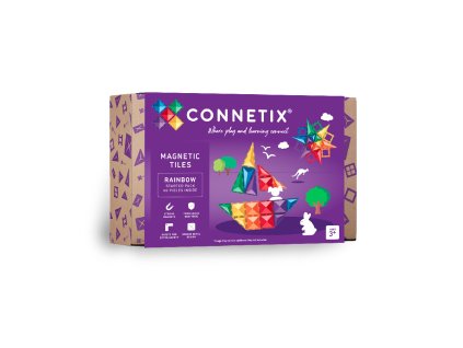 Connetix Tiles - Magnetyczne Klocki Tęczowy Zestaw Startowy 60 szt.