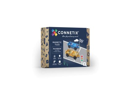 Connetix Tiles - Magnetyczne Klocki Tęczowy Zestaw Autka 2 szt.