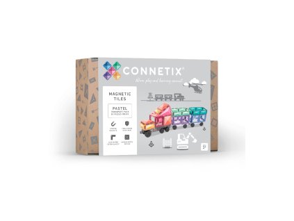 Connetix Tiles - Magnetyczne Klocki Pastelowe Pojazdy 50 sztuk
