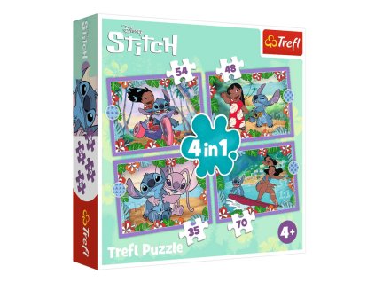 225045 puzzle blaznivy den lilo a stitch 4v1 trefl