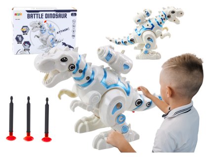 224379 robot dinosaurus s vystrelovacem sipek se svetly a zvuky bily