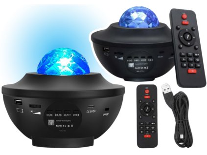 224667 projektor hvezd nocni led lampicka s bluetooth reproduktorem a dalkovym ovladanim