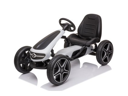 Motocicletă cu pedale pentru copii Mercedes XMX610 albă | Piele ECO | Scaun reglabil
