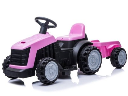162665 5 detsky elektricky traktor s vleckou ruzovy