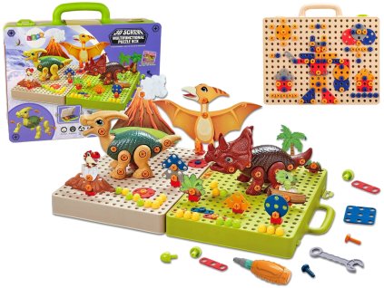 Kit de construcție dinozauri cu o șurubelniță