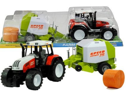 195714 traktor s lisem na slamu cerveny