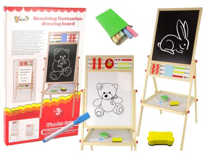 Tabla de lemn pentru copii 2 in 1 cu creta magnetica