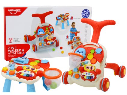 Masă educațională interactivă și cărucior 2 în 1 roșu