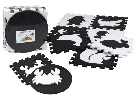 210469 mekke kontrastni vzdelavaci penove puzzle eva cernobile 19 dilku