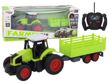 210139 rc traktor na dalkove ovladani s privesem 1 16 zeleny