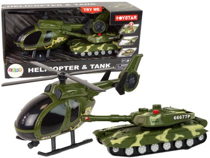 210037 vojenska sada tank a helikoptera s frikcnim pohonem