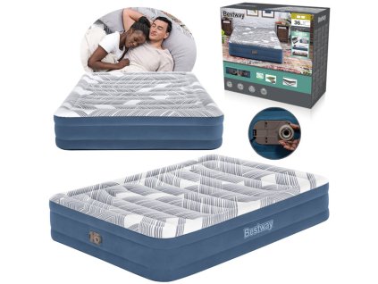 217630 bestway 2os pohodlna matrace queen 203x152x36 cm s vestavenou pumpou