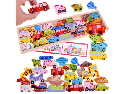 216823 velka sada vozidel 27 dilu abeceda drevene puzzle