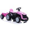 162665 2 detsky elektricky traktor s vleckou ruzovy
