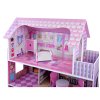 Dřevěný domeček pro panenky s LED osvětlením růžový07