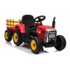 Elektrický traktor s vlečkou červený