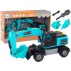 Kit de construcție albastru DIY - excavator, instalație de foraj, mecanism de prindere
