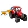 198861 5 traktor s trecim pohonem a se shrnovacem sena cerveny