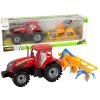 198861 traktor s trecim pohonem a se shrnovacem sena cerveny