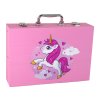 Set de artă mare într-o valiză 145 de elemente unicorn roz
