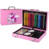 Set de artă mare într-o valiză 145 de elemente unicorn roz