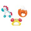 Set jucarii pentru bebelusi, zornaie, dinti, zebra, crab, vulpe, 3 buc