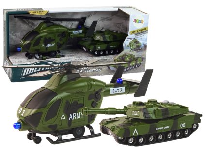 224181 vojenska sada tank a helikoptera se zvukem a svetly 1 32