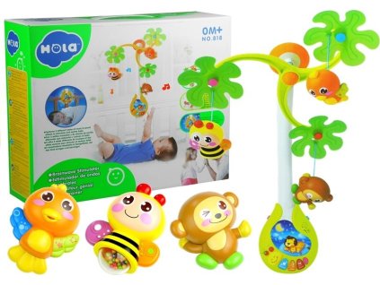 Vrtiljak nad posteljico z živalmi