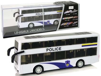 Policejní autobus Dvoupatrový autobus bílý se zvukem napětí1