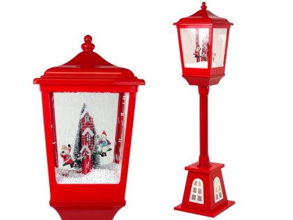 Vánoční dekorace lucerna červená Santa Claus a sněhulák1