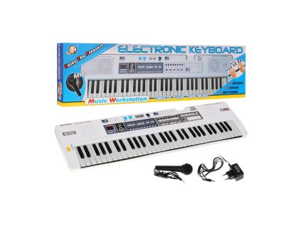 Dětský keyboard s mikrofonem nahráváním stereo reproduktory bílý01