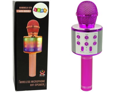 196677 bezdratovy mikrofon usb reproduktor nahravani karaoke model ruzovy
