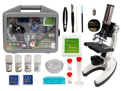 Otroški mikroskop v kovčku za male znanstvenike s povečavo 300x, 600x, 1200x