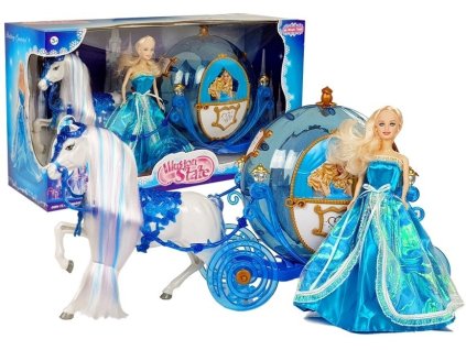 Sada panenka v kočárku, kůň na česání, Modrá