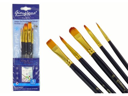 Set petih čopičev z različnimi oblikami