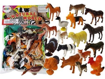 Velká Sada 20 Figurinek Zvířat Farma Podložka
