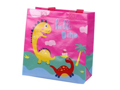 Darilna vrečka Dinosaur 23cm x 21,5cm x 11cm roza